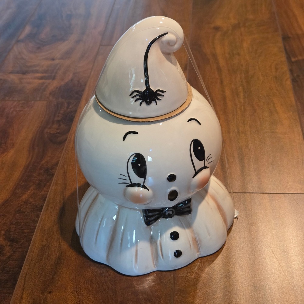 Johanna Parker Transpac Ghost Cookie Jar Large Ceramic White Halloween Vintage - Picture 4 of 10